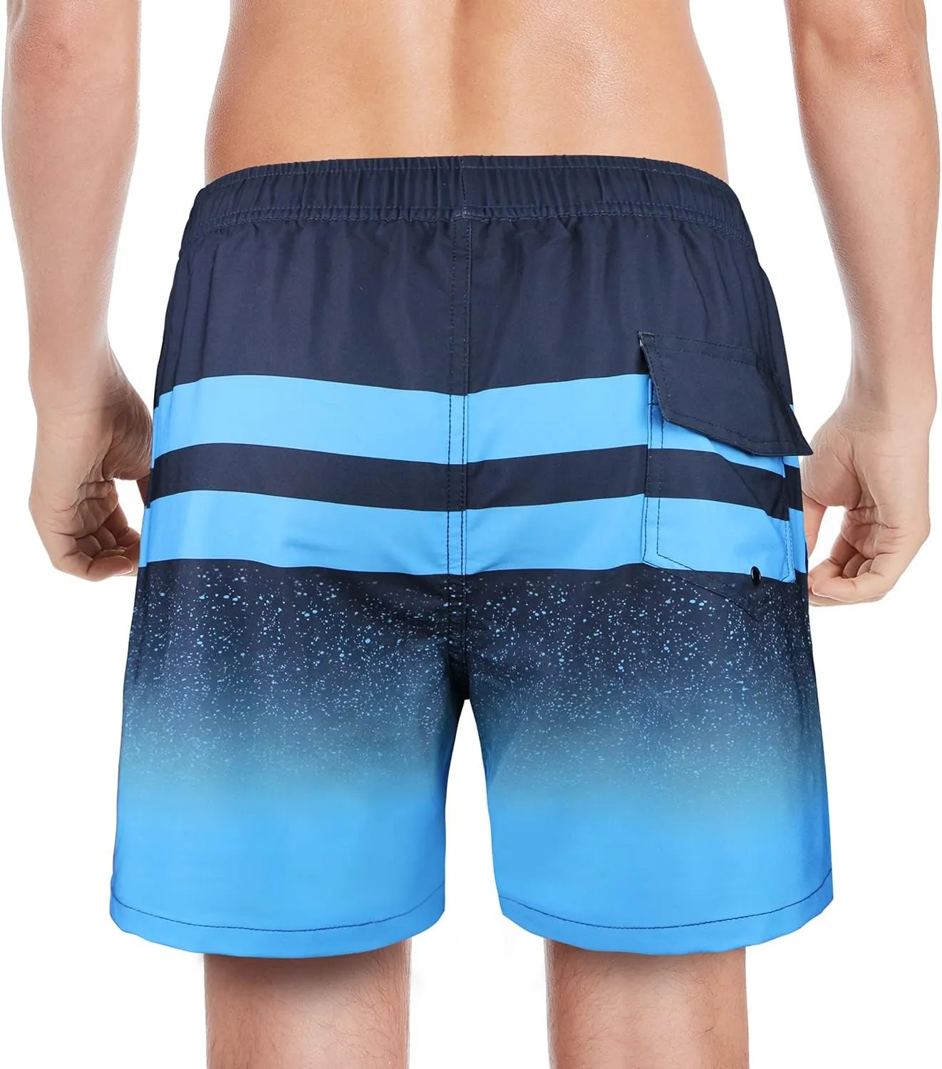 QRANSS Mens Swim Trunks with Compression Lined 7'' Swim Shorts Quick Dry Swimwear Boardshorts with Boxer Brief Liner