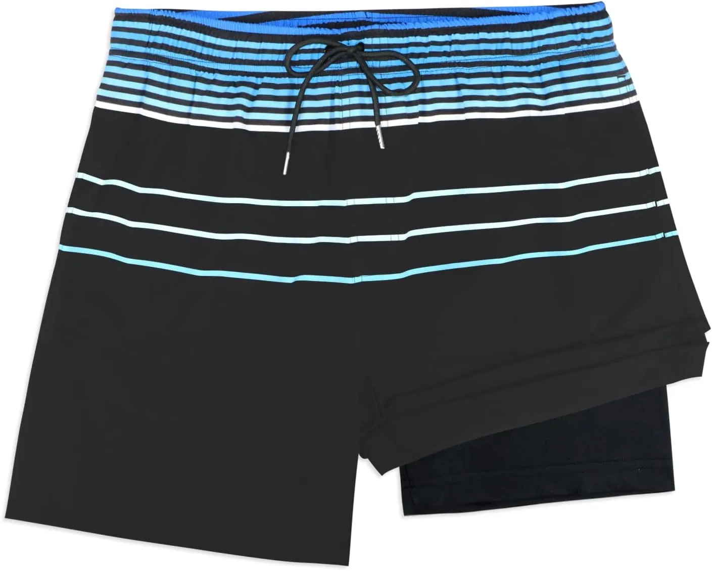 QRANSS Mens Swim Trunks with Compression Lined 7'' Swim Shorts Quick Dry Swimwear Boardshorts with Boxer Brief Liner