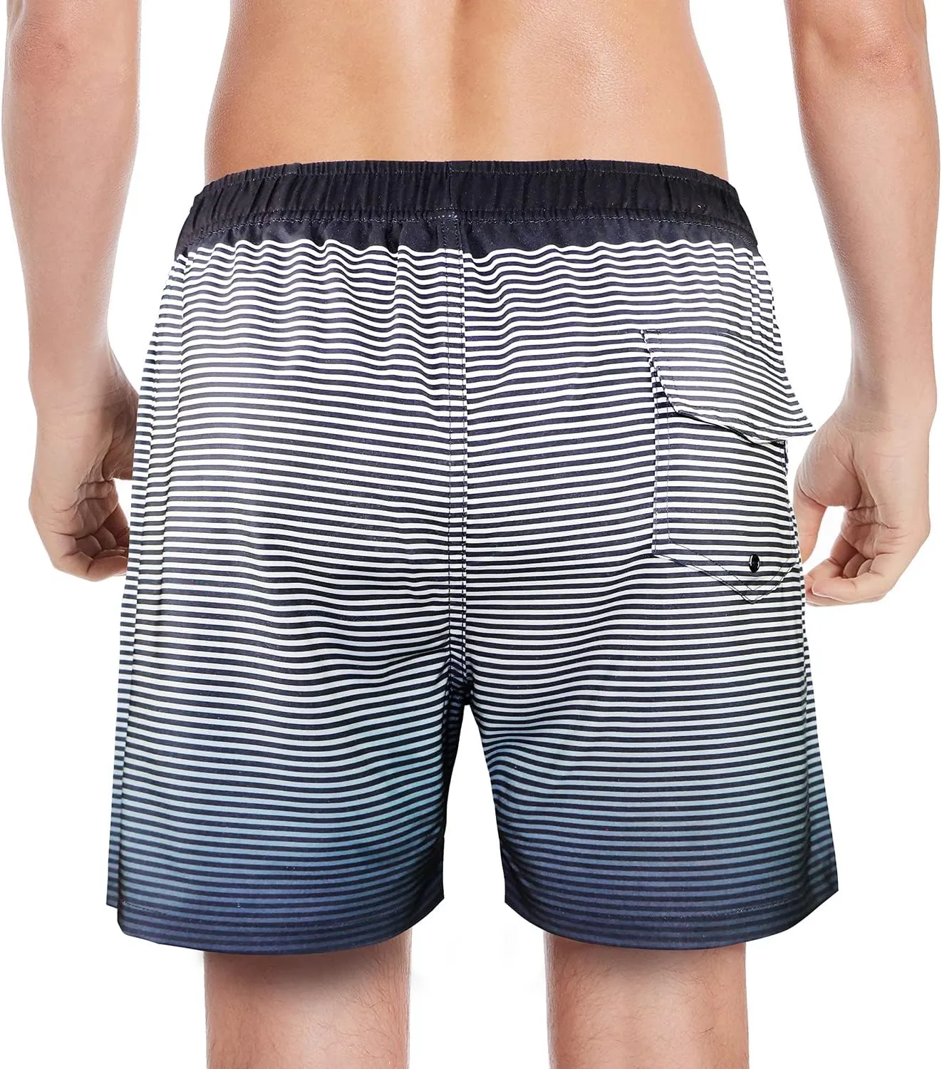 QRANSS Mens Swim Trunks with Compression Lined 7'' Swim Shorts Quick Dry Swimwear Boardshorts with Boxer Brief Liner