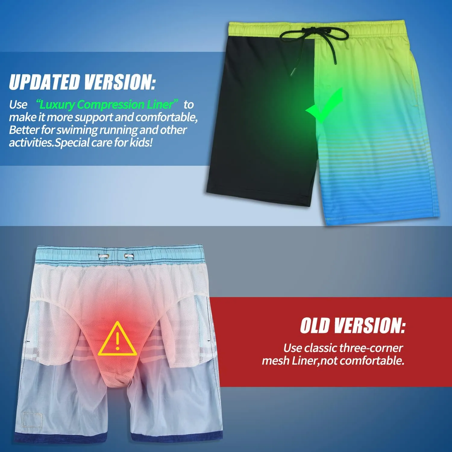 QRANSS Mens Swimming Trunks with Compression Liner 9'' Quick Dry Long Swim Shorts Swimwear Boardshorts with Boxer Brief Liner