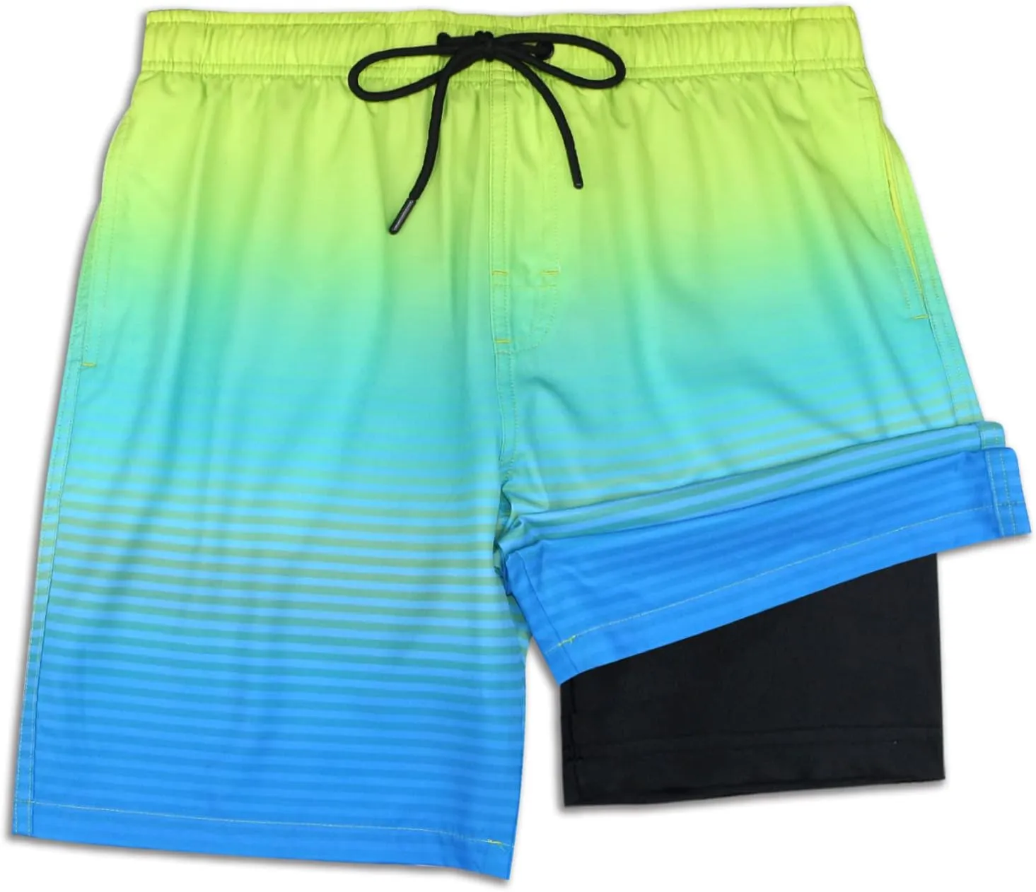 QRANSS Mens Swimming Trunks with Compression Liner 9'' Quick Dry Long Swim Shorts Swimwear Boardshorts with Boxer Brief Liner