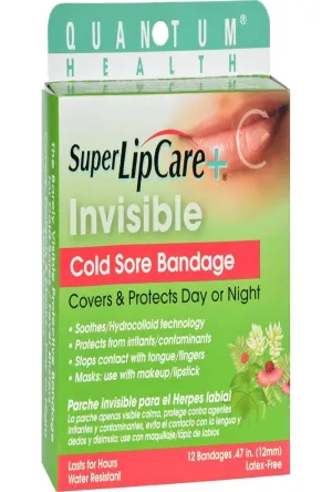 Quantum Health Super LipCare  Invisible Cold Sore/Fever Blister Bandages - Soothes and Protects, Helps Prevent Contamination and Hide Sores, 12 Ct