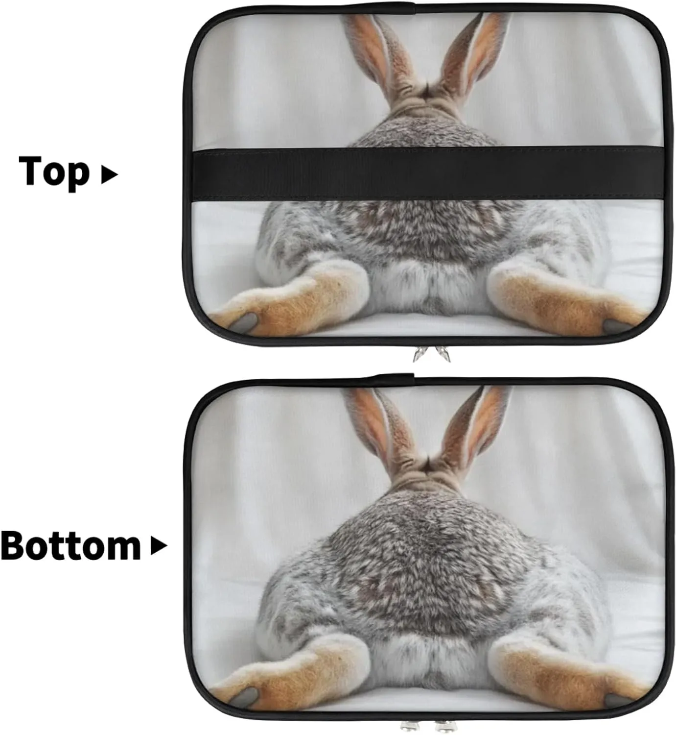 Rabbit Butt Print Makeup Bag Large Opening Cosmetic Bag Portable Makeup Case Organizer Toiletry Bags for Women Daily Traveling With Handle Grids Smooth Zipper Divider Makeup Pouch