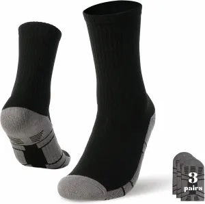 Rapoo Men's Moisture Wicking Outdoor Hiking Work Compression Cushion Crew Socks 3 Pack
