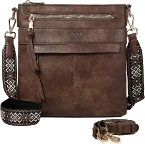 RAVUO Crossbody Bags for Women, Designer Soft Faux Leather Shoulder Purse Multi-Pocket Messenger Bag With 2 Adjustable Straps