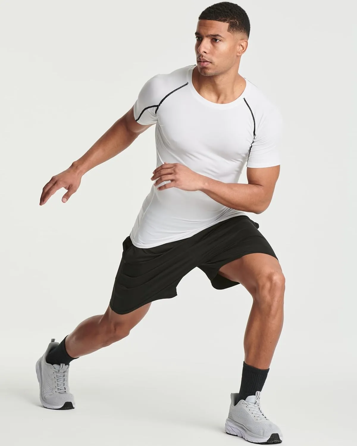 Real Essentials 4 Pack: Men's Short Sleeve Compression T-Shirt Base Layer Undershirt Athletic Top (Available in Big & Tall)