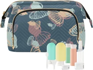 Rectangular Quilted Cosmetic Bag Spacious Travel Makeup Organizer Puffy Padding