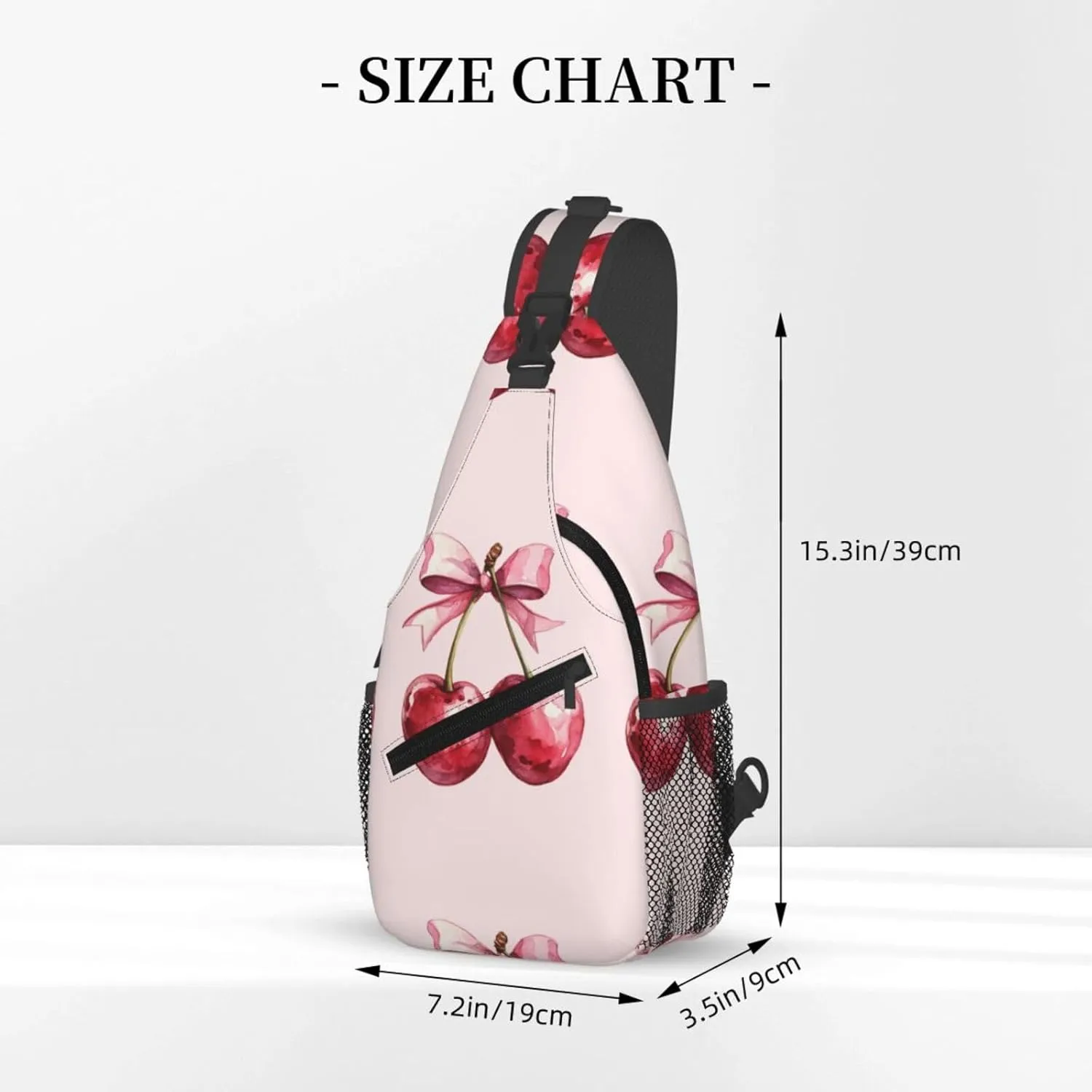 Red Cherry Pink Bow Poster For Girl Sling Bag For Men Crossbody Backpack,Women Shoulder Bag For Travel Sport