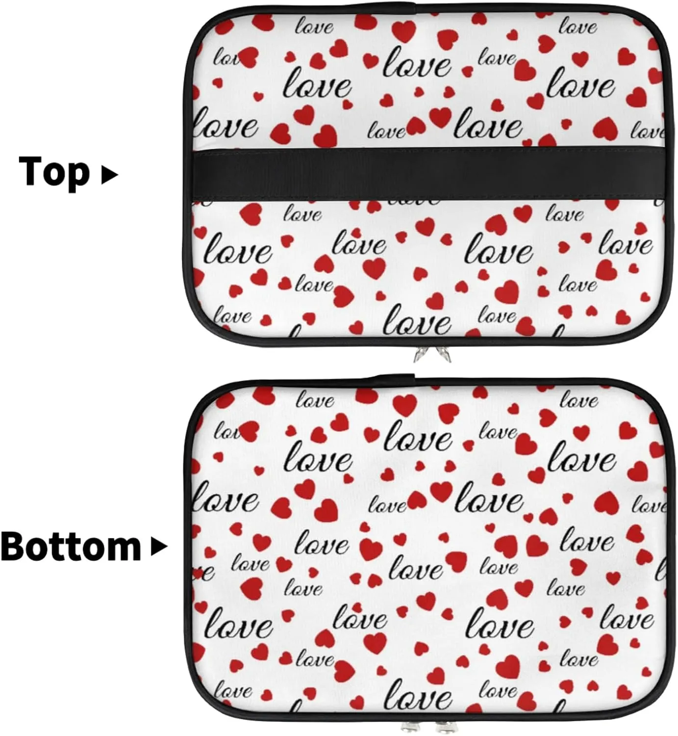 Red Hearts Love Makeup Bag Large Opening Cosmetic Bag Portable Makeup Case Organizer Toiletry Bags for Women Daily Traveling With Handle Grids Smooth Zipper Divider Makeup Pouch