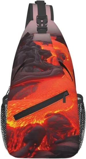 Red Lava Cross Chest Bag Diagonally Sling Bag for Men Women Crossbody Shoulder Bag Travel Hiking Daypack