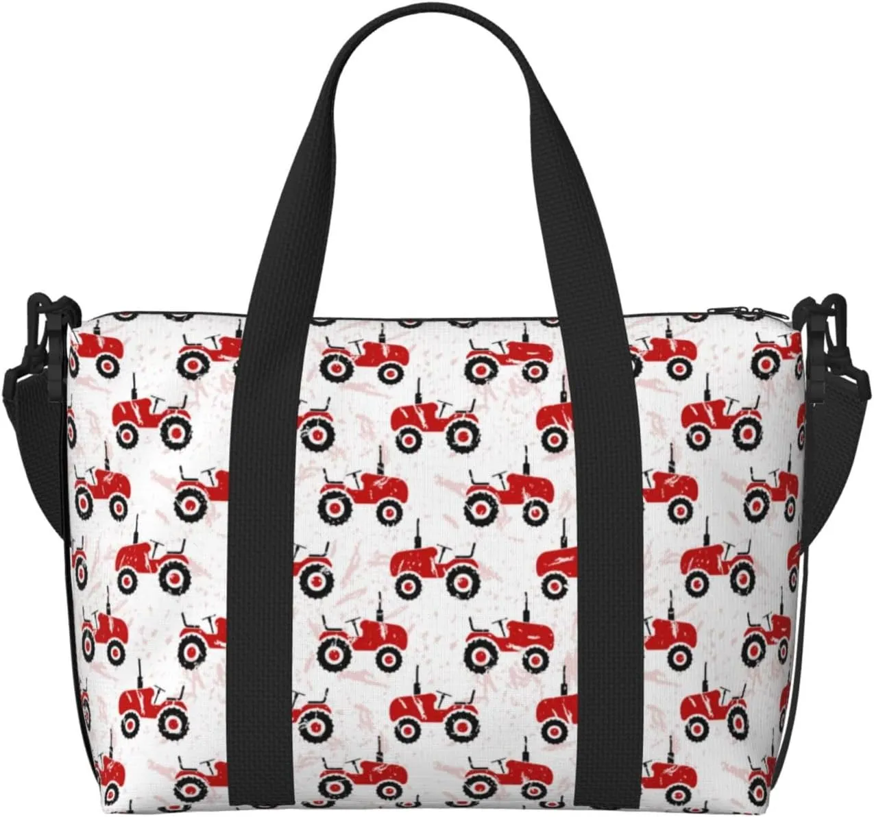 Red Wheeled Tractors Travel Duffle Bag For Women Men Weekender Overnight Bag Gym Bag For Women, Carry On Airport Bag, Travel Tote Bag With Strap For Gym Travel Business Trips