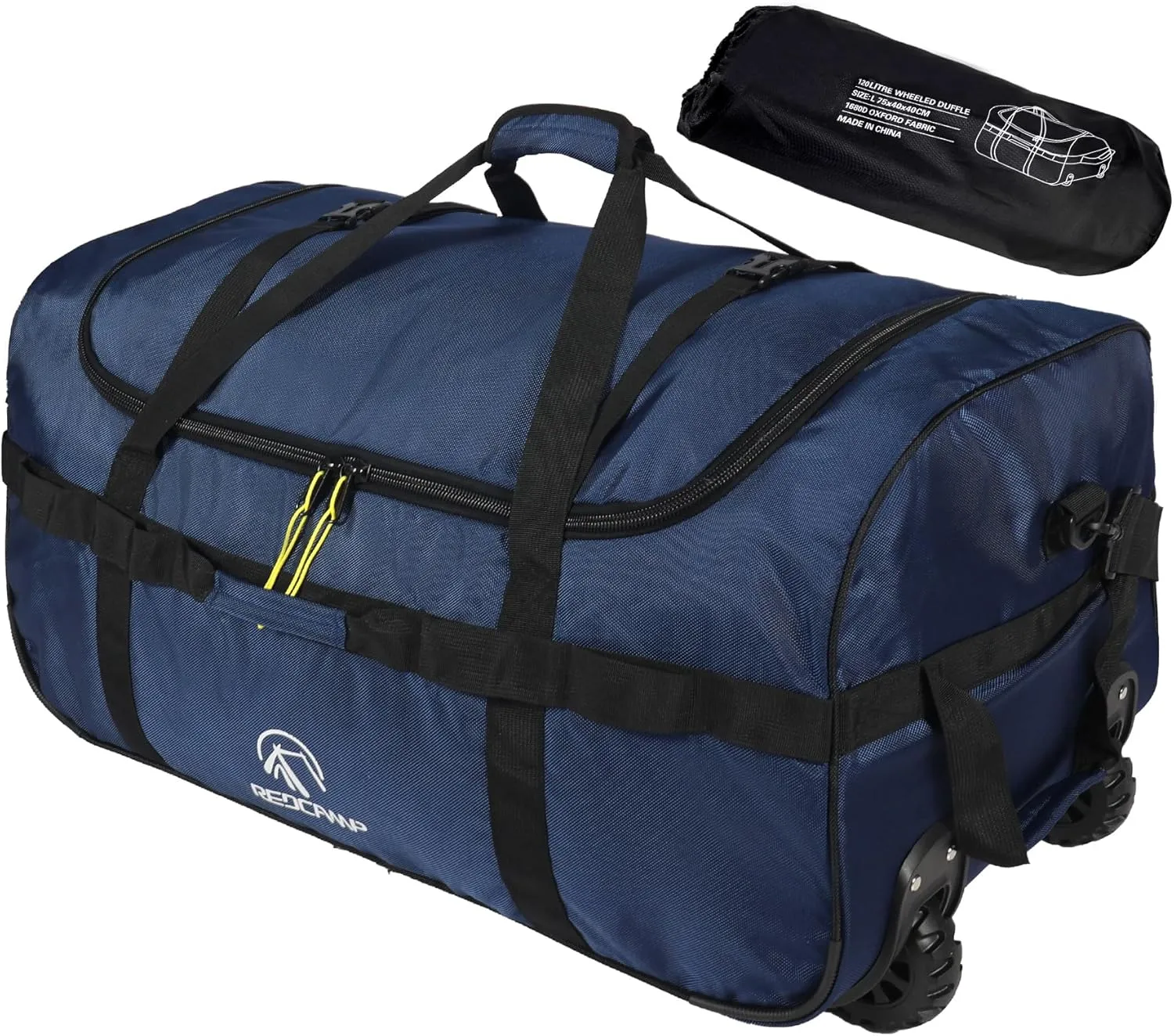 REDCAMP 85L/120L/140L Foldable Duffle Bag with Wheels, Large Travel Duffel Bag