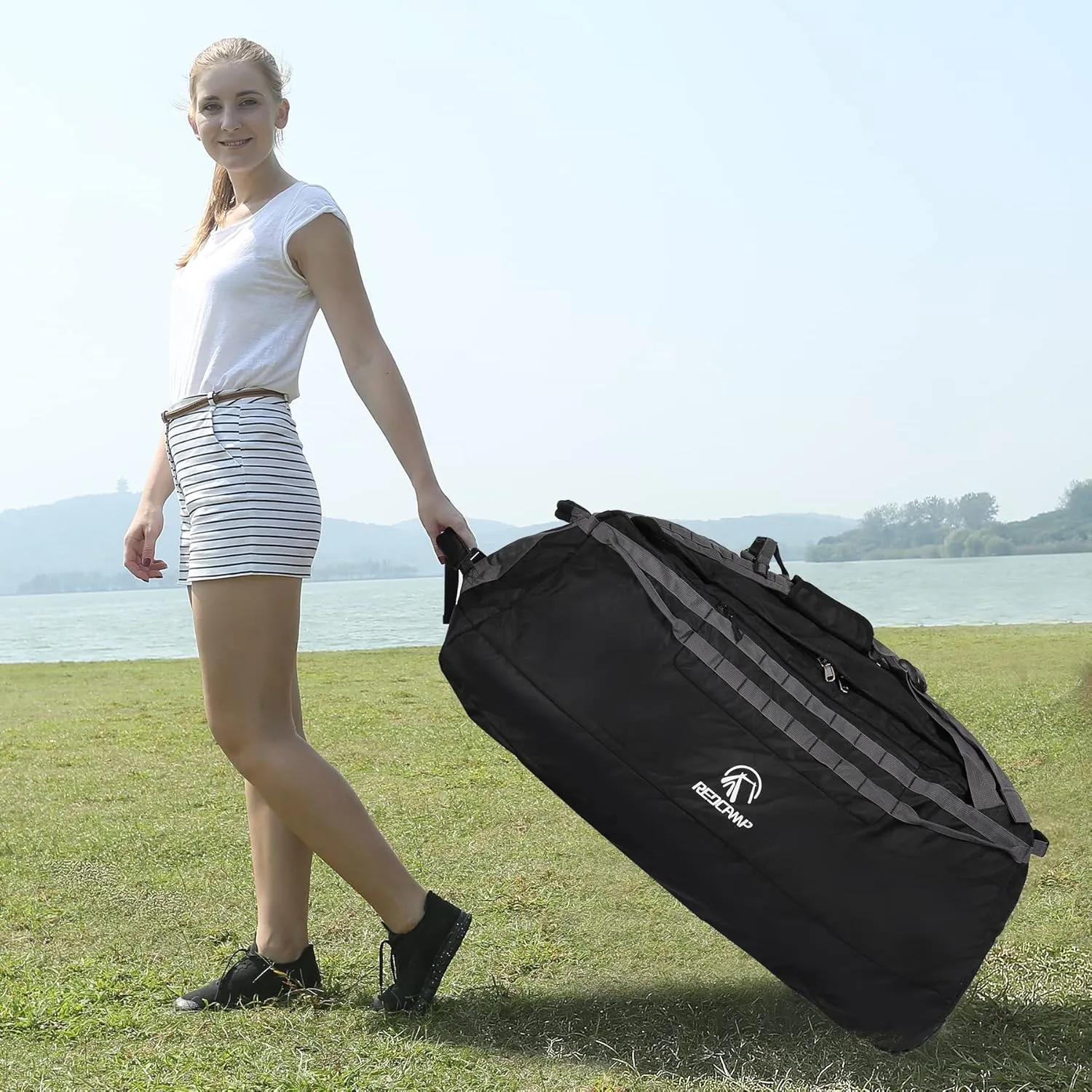 REDCAMP 85L/120L/140L Foldable Duffle Bag with Wheels, Large Travel Duffel Bag