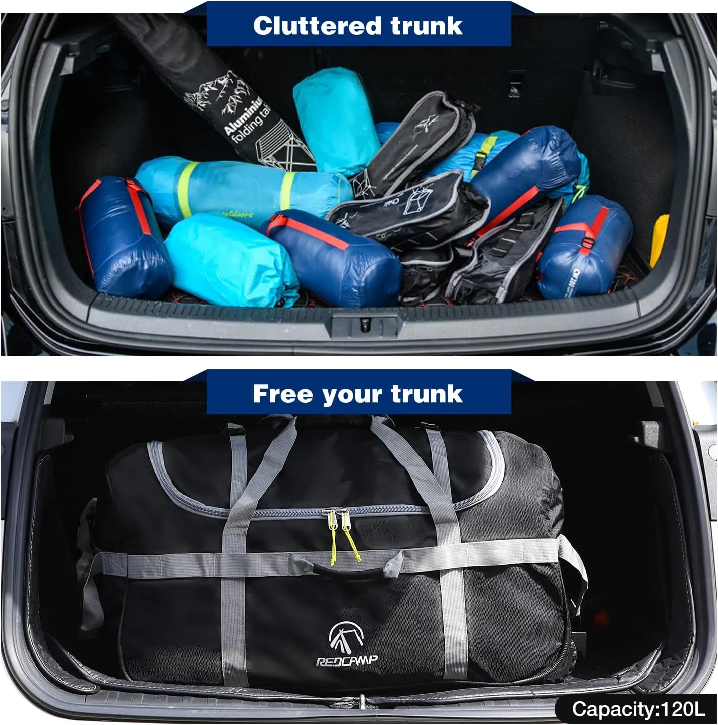 REDCAMP 85L/120L/140L Foldable Duffle Bag with Wheels, Large Travel Duffel Bag