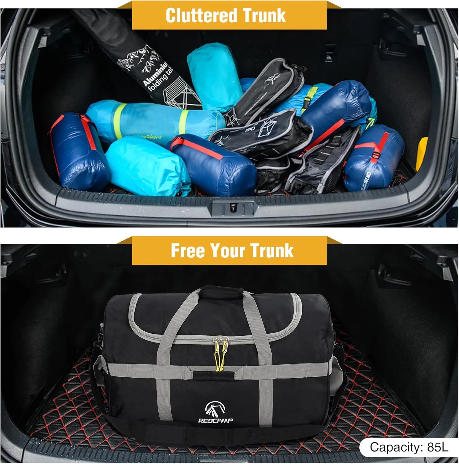 REDCAMP 85L/120L/140L Foldable Duffle Bag with Wheels, Large Travel Duffel Bag
