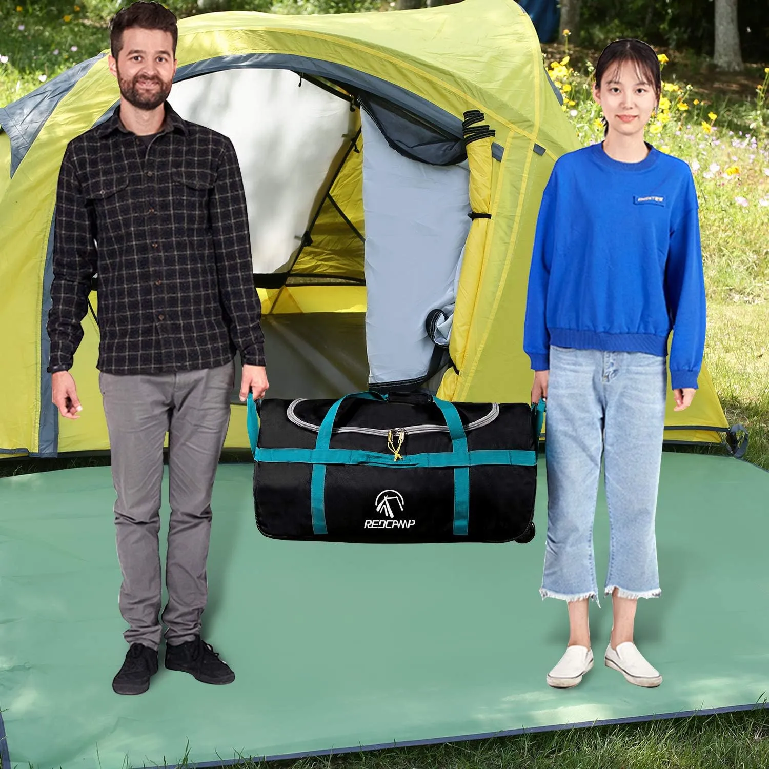 REDCAMP 85L/120L/140L Foldable Duffle Bag with Wheels, Large Travel Duffel Bag