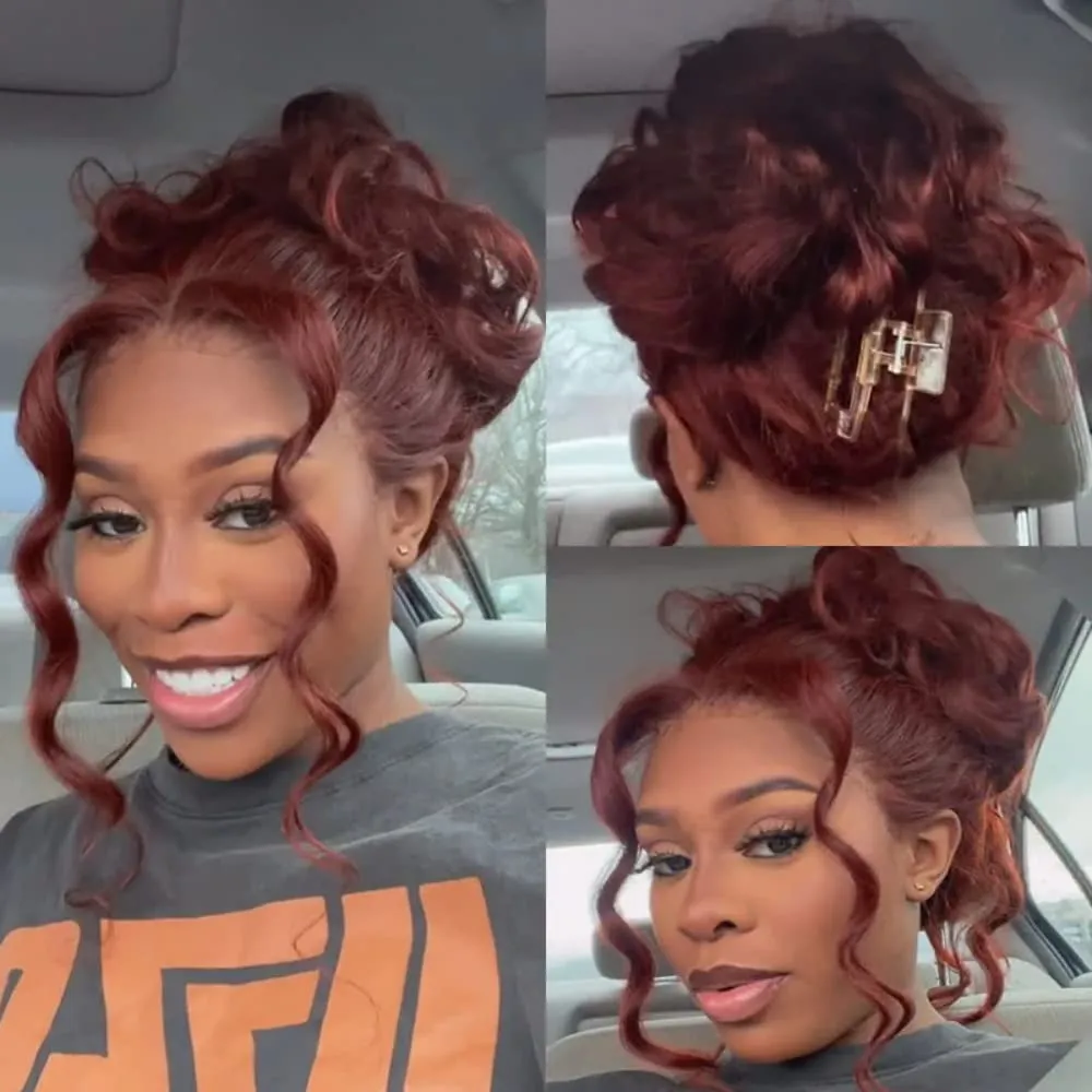 Reddish Brown 5x5 HD Lace Closure Wigs Human Hair 180% Density 33B Body Wave Lace Front Wigs Human Hair Glueless Pre Plucked 5x5 Body Wave Closure Wigs for Women Pre Plucked with Baby Hair 24 Inch