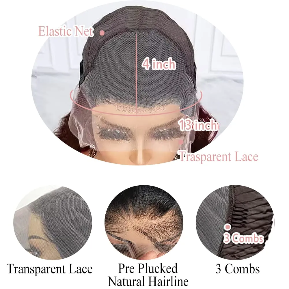 Reddish Brown Wig Human Hair 180% Density Copper Wig Body Wave Wig 28 Inch Dark Roots Reddish Brown Lace Front Wigs Human Hair 13x4 HD Auburn Wig Human Hair Pre Plucked T1b/33 Colored Wigs