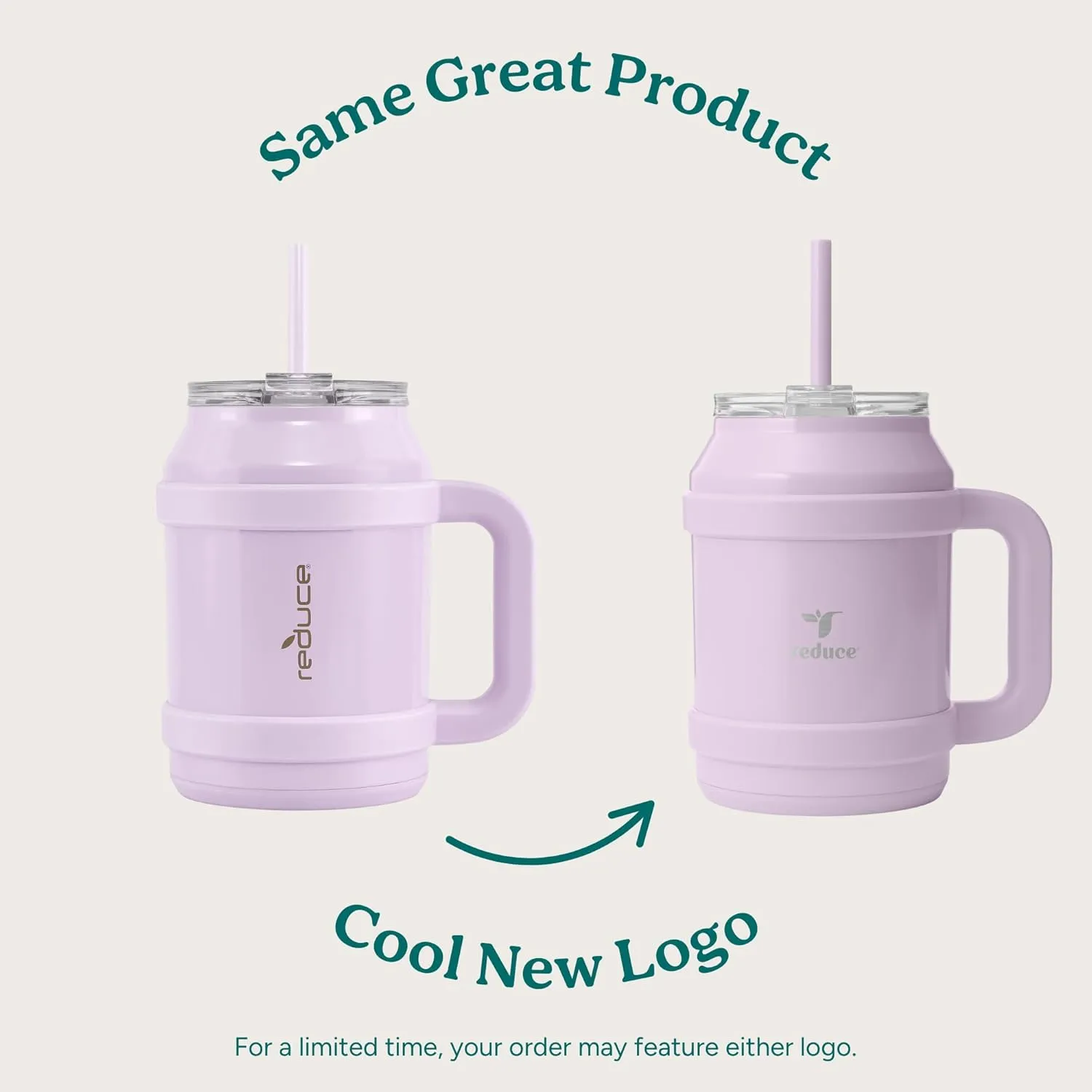 REDUCE Reusable 50 oz Cold1 Water Tumbler – Ergonomic Handle – Double-Wall Insulation – Sturdy Desktop/Tabletop Mug with Lid and Straw – BPA-Free – Stainless Steel for Gym, Home, or Office– Cotton