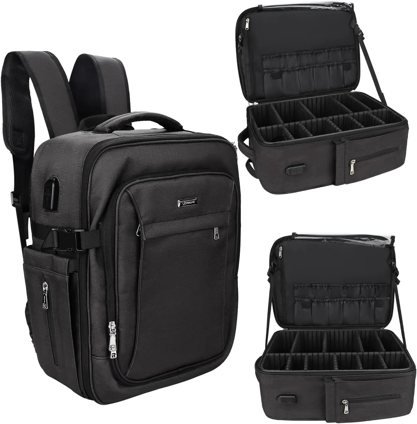 Relavel Makeup Backpack Large Makeup Case for Makeup Artist Cosmetic Storage Organizer for Women Waterproof Travel Bag Black