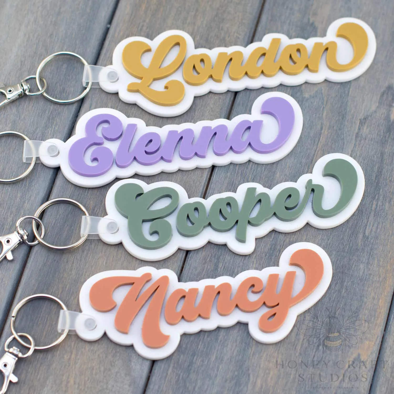 Retro Custom Acrylic Name Tag – Groovy Personalized Bag Tag