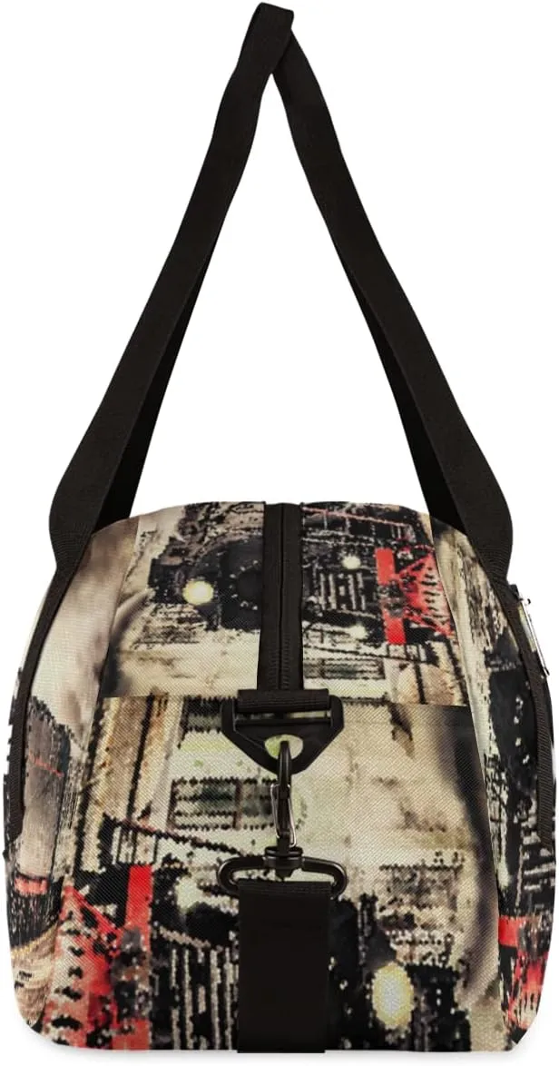 Retro Steam Train Personalized Kids Duffel Bag for Girls Boys, Train Debris Custom Name Dance Bag Overnight Small Duffel Bag Carry On Weekend Sports Travel Bag for School Practice Gymnastics Ballet