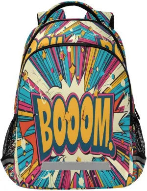 Retro-style Pop Art Explosion with Boom and Bold Color Backpacks for Kids School Bag Student Backpack Bookbag For Boys Girls Casual Bag