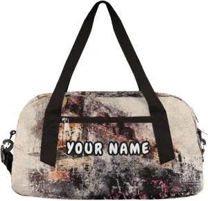 Retro Train Personalized Kids Duffel Bag for Girls Boys, Train Debris Custom Name Dance Bag Overnight Small Duffel Bag Carry On Weekend Sports Travel Bag for School Practice Gymnastics Ballet