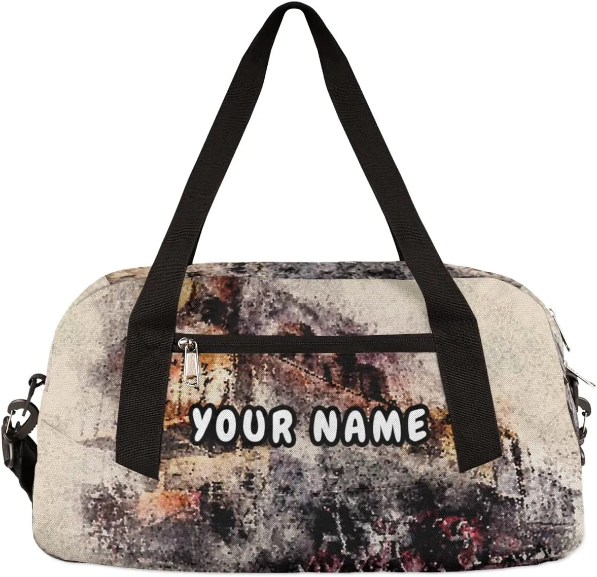 Retro Train Personalized Kids Duffel Bag for Girls Boys, Train Debris Custom Name Dance Bag Overnight Small Duffel Bag Carry On Weekend Sports Travel Bag for School Practice Gymnastics Ballet