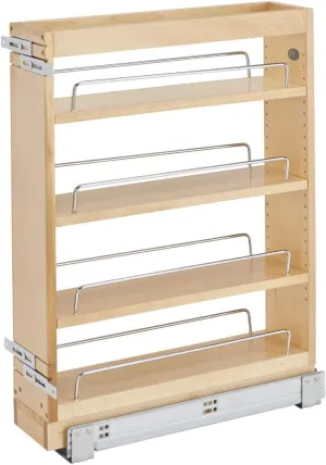 Rev-A-Shelf Pullout Base Cabinet Organizer, Adjustable Shelves for Full Height Kitchen or Vanity Cabinets, Maple Wood, 448-BC19-5C