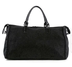 RHINESTONE ACCENTED DUFFLE TRAVEL BAG
