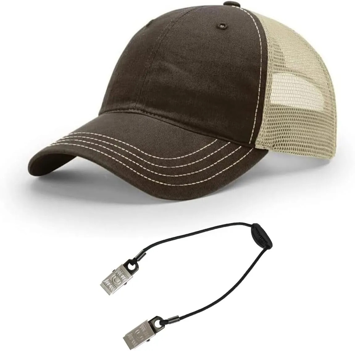 Richardson 111 Garment Washed Trucker Snapback Hat Bundle with THP Cap Catcher