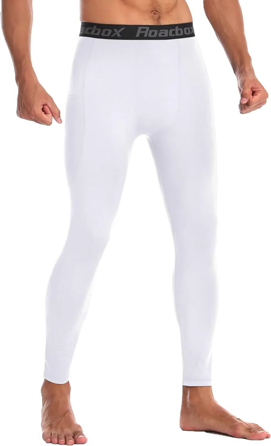 Roadbox 1/2 Pack Thermal Compression Pants for Men Fleece Lined Football Running Tights Base Layer Leggings with Pockets