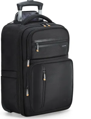 Rolling Backpack - 17 inch Laptop Backpack for Adults with Wheels Flight Approved Water Resistant Carry on Wheeled Backpacks for Travel Trip Business College Commute Black