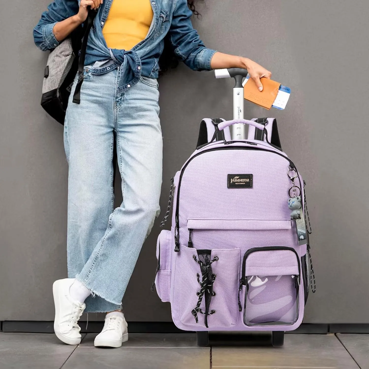 Rolling Backpack for School Backpack with Wheels Backpack with Lunch Box Set Backpacks for Teens Girls Boys 3 in 1 Travel Backpack with Wheels Wheeled Backpack for School Supplies