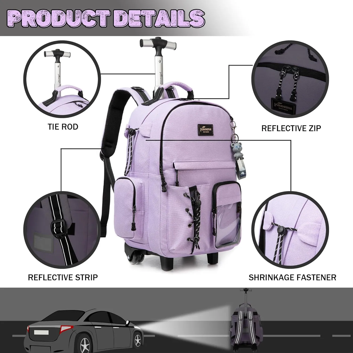 Rolling Backpack for School Backpack with Wheels Backpack with Lunch Box Set Backpacks for Teens Girls Boys 3 in 1 Travel Backpack with Wheels Wheeled Backpack for School Supplies
