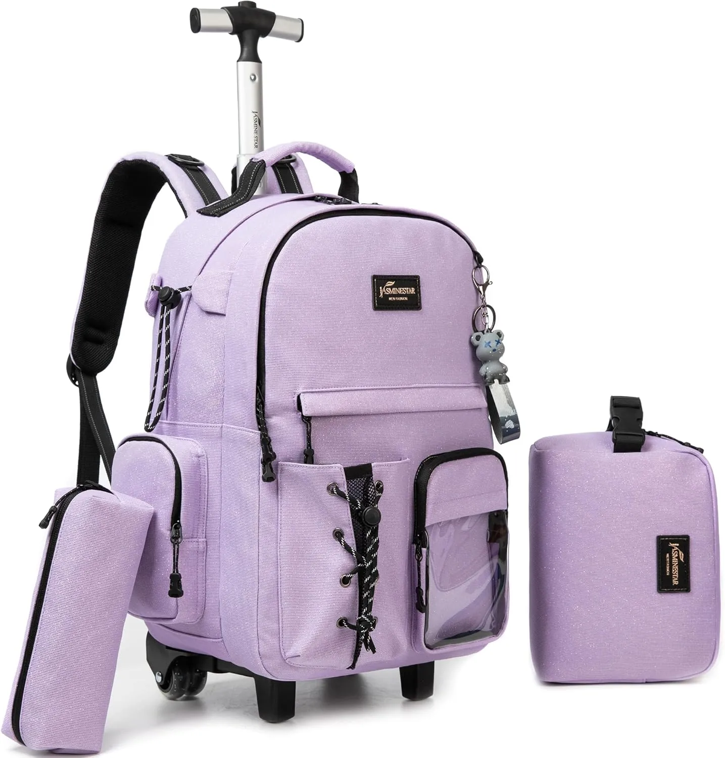 Rolling Backpack for School Backpack with Wheels Backpack with Lunch Box Set Backpacks for Teens Girls Boys 3 in 1 Travel Backpack with Wheels Wheeled Backpack for School Supplies