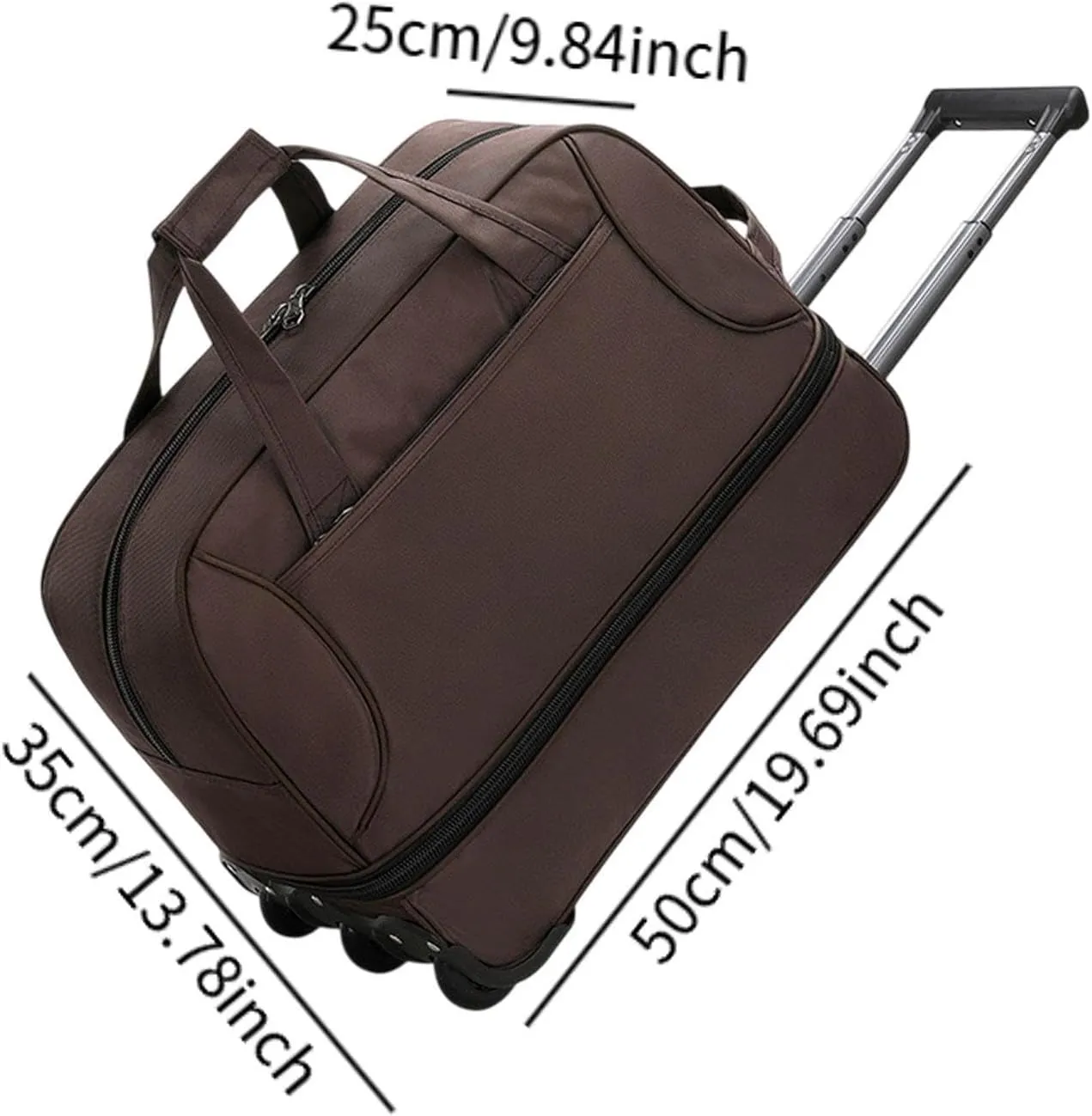 Rolling Duffel Bag with Wheels Oxford for Outdoors, Brown