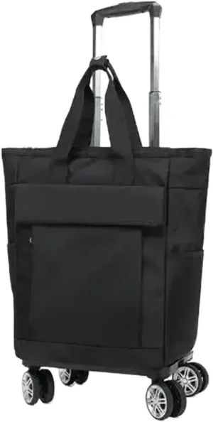 Rolling Duffel Bag with Wheels Women Travel Trolley Backpack with Wheels Trolley Bag Luggage Suitcase for Women School Wheeled Backpack Carry On Hand Luggage(Black)