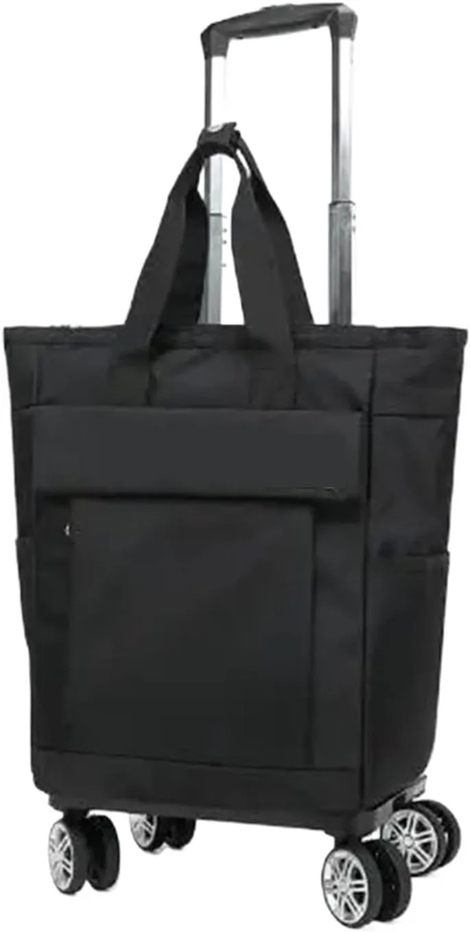Rolling Duffel Bag with Wheels Women Travel Trolley Backpack with Wheels Trolley Bag Luggage Suitcase for Women School Wheeled Backpack Carry On Hand Luggage(Black)