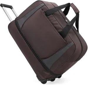 Rolling Duffle Bag, Wheeled Duffle Bag Large Capacity Foldable Travel Luggage with Telescopic Handle, Waterproof Overnight Bag for Travel, Gym, Yoga(Brown,Medium)