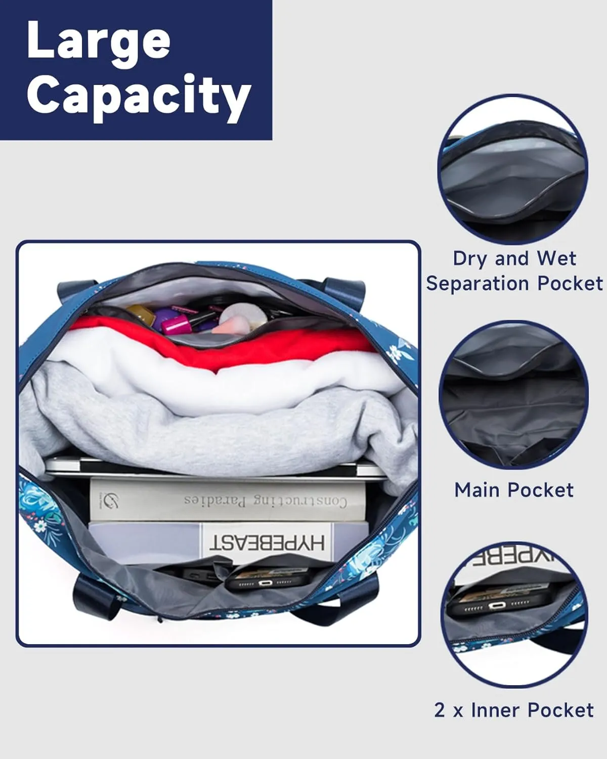 Rolling Duffle Bag with Detachable Wheels and Adjustable Shoulder Strap, Large Expandable Foldable Carry On Luggage Bag with Handle and Suitcase Sleeve, Weekend Travel Airplane 25L-55L