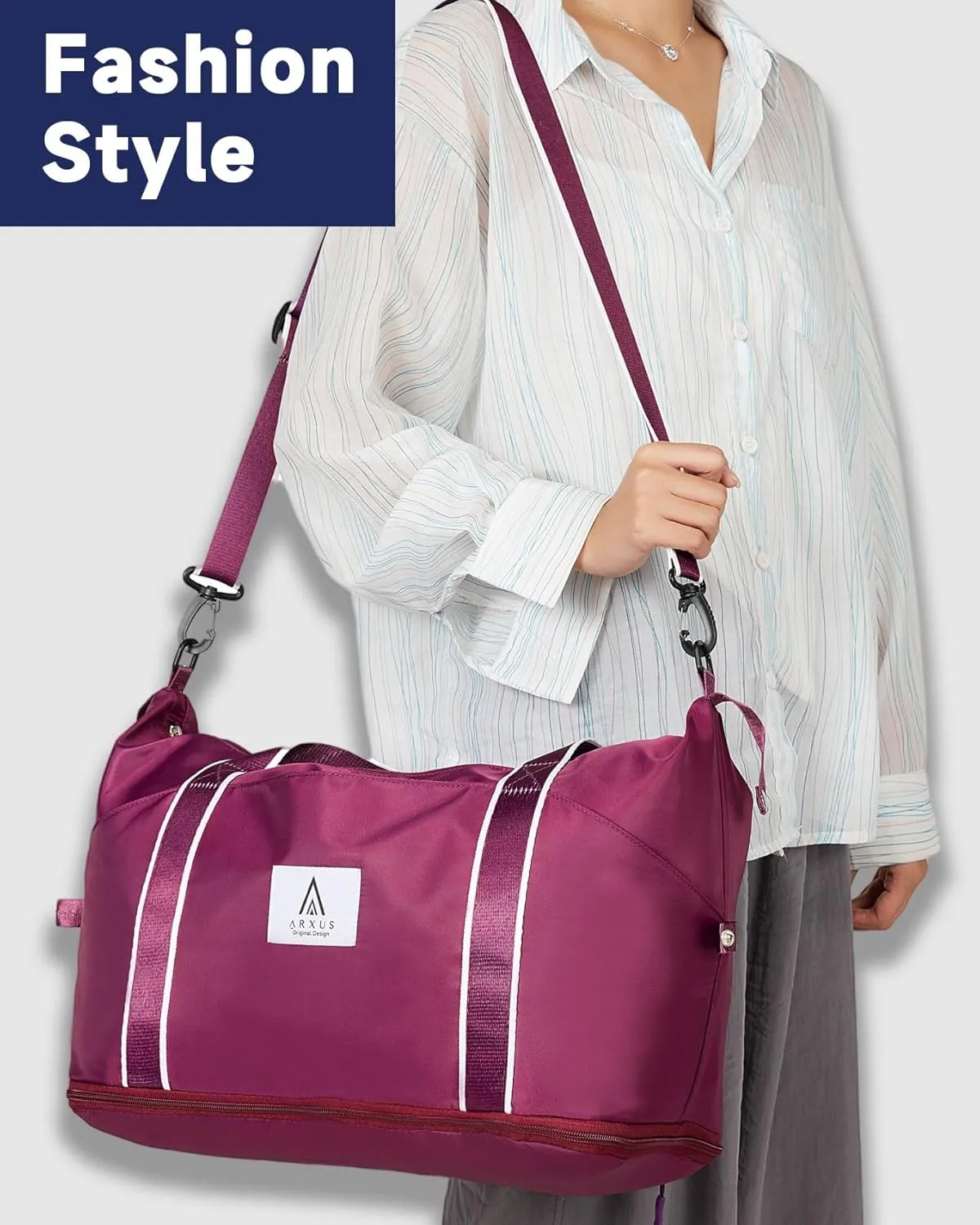 Rolling Duffle Bag with Detachable Wheels and Adjustable Shoulder Strap, Large Expandable Foldable Carry On Luggage Bag with Handle and Suitcase Sleeve, Weekender Bag for Travel Airplane 25L-55L