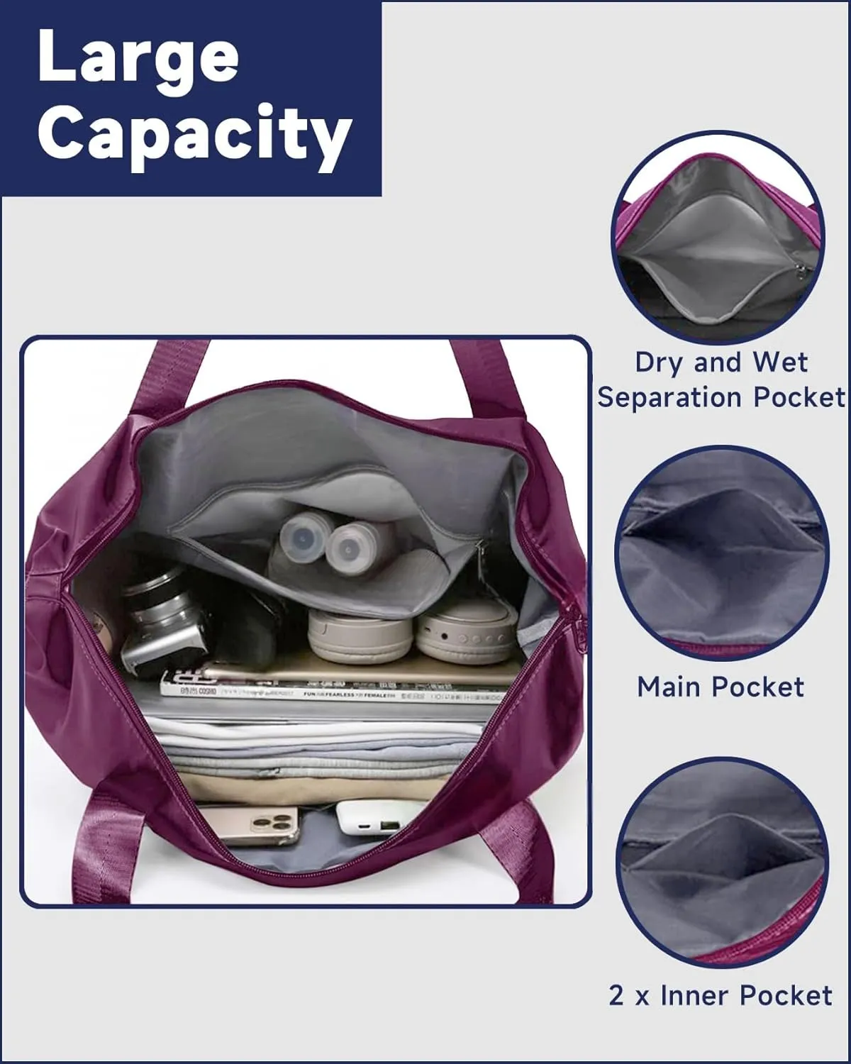 Rolling Duffle Bag with Detachable Wheels and Adjustable Shoulder Strap, Large Expandable Foldable Carry On Luggage Bag with Handle and Suitcase Sleeve, Weekender Bag for Travel Airplane 25L-55L