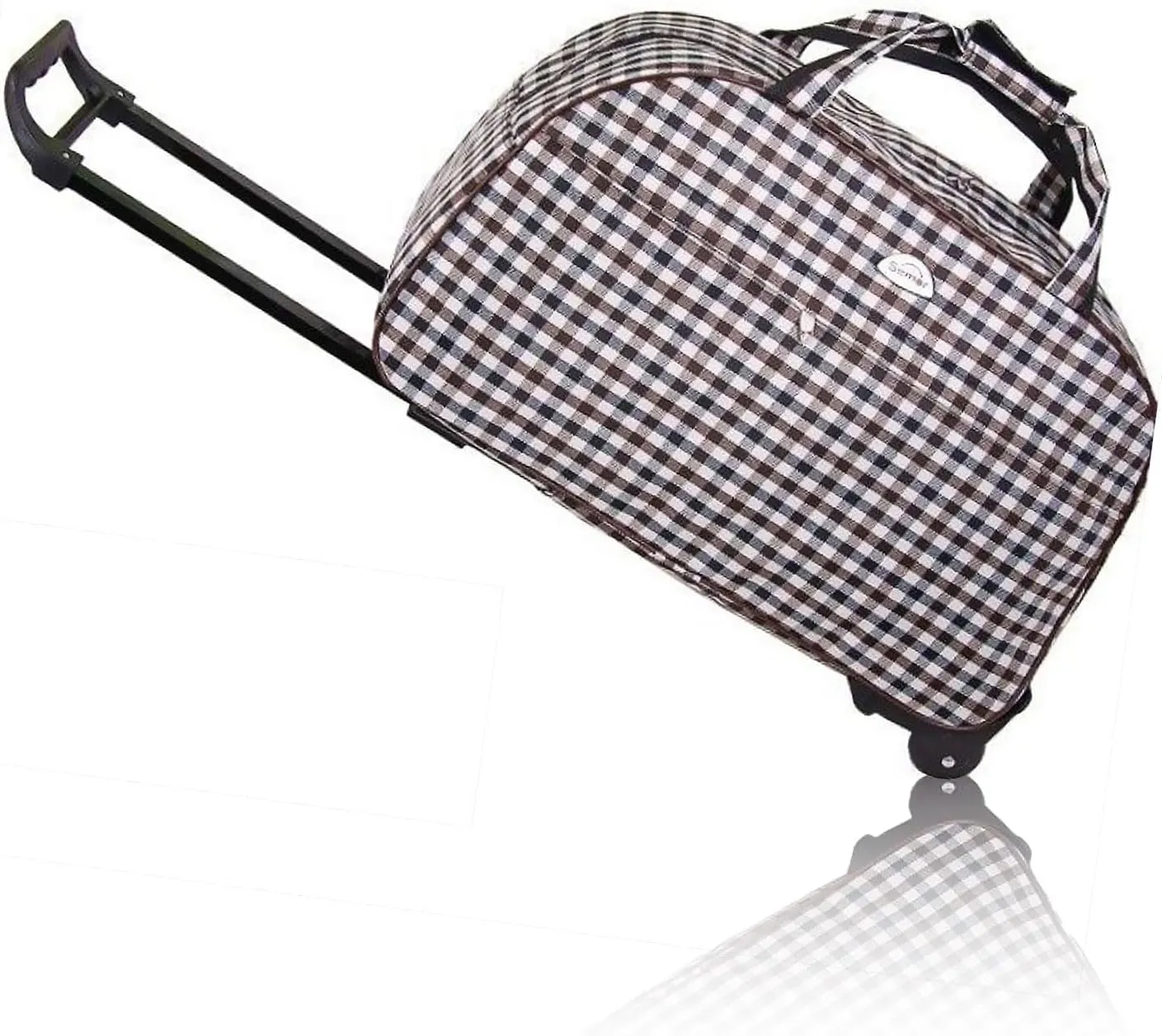 Rolling Duffle Bag with Wheels, 24" Rolling Wheeled Trolley Bag, Carry On Luggage Travel Suitcase Dufflel Bag Tote Carry On Luggage Travel Duffel Bags Overnight Weekender Bag, Gray&White Lattice