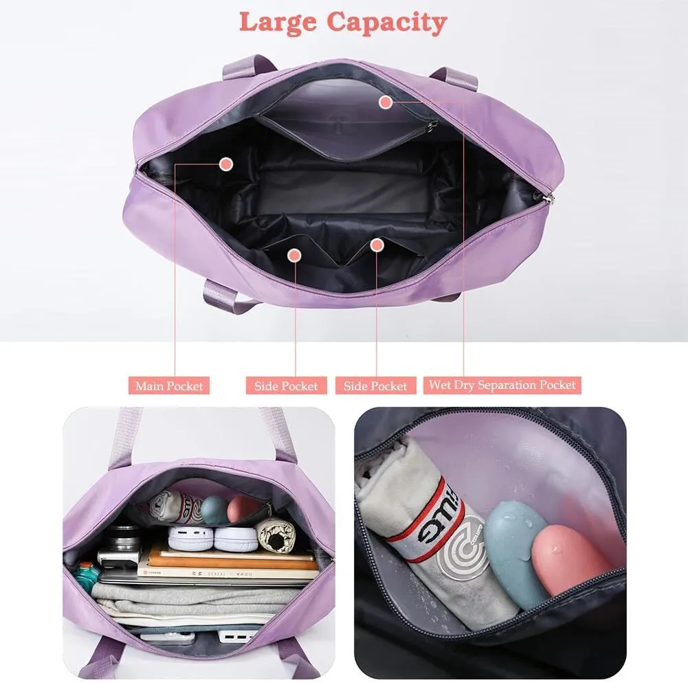 Rolling Duffle Bag with Wheels Foldable Luggage Bag Expandable Carry on Bag with Detachable Casters Dry Wet Separation Duffle Bag for Women & Men (Blue)