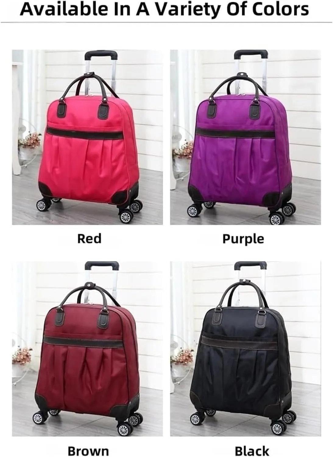 Rolling Duffle Bag With Wheels,Travel Luggage Bag ，Tote Bags For Men And Women Carry-on Luggage，Weekender Overnight Bag For Travel, Business Trips(Purple,Small)