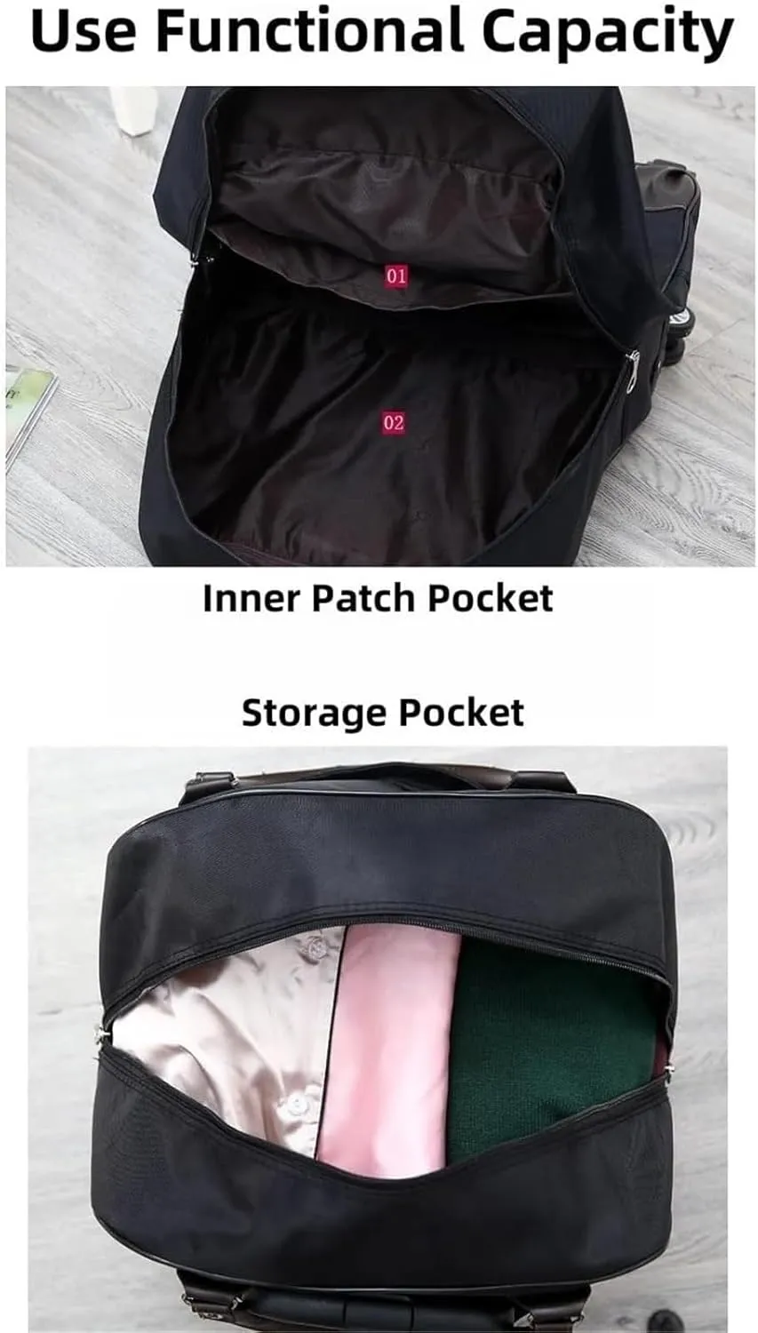 Rolling Duffle Bag With Wheels,Travel Luggage Bag ，Tote Bags For Men And Women Carry-on Luggage，Weekender Overnight Bag For Travel, Business Trips(Purple,Small)