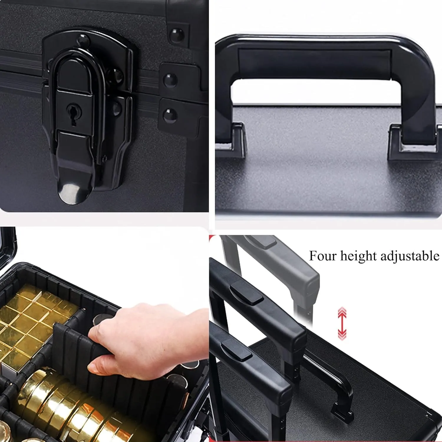 Rolling Makeup Case Professional Makeup Train Case Makeup Artist Travel Organizer, Three-tone Lighting, Adjustable Divider Design, Makeup Case Professional Makeup Case Omni-Directional Wheels ( Color