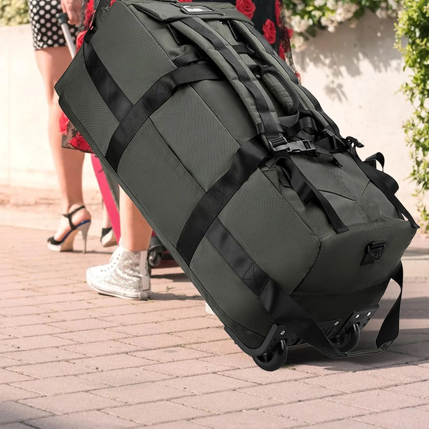 Rolling Trolley Bag with Wheels for Travel And Outdoor Activities, Green